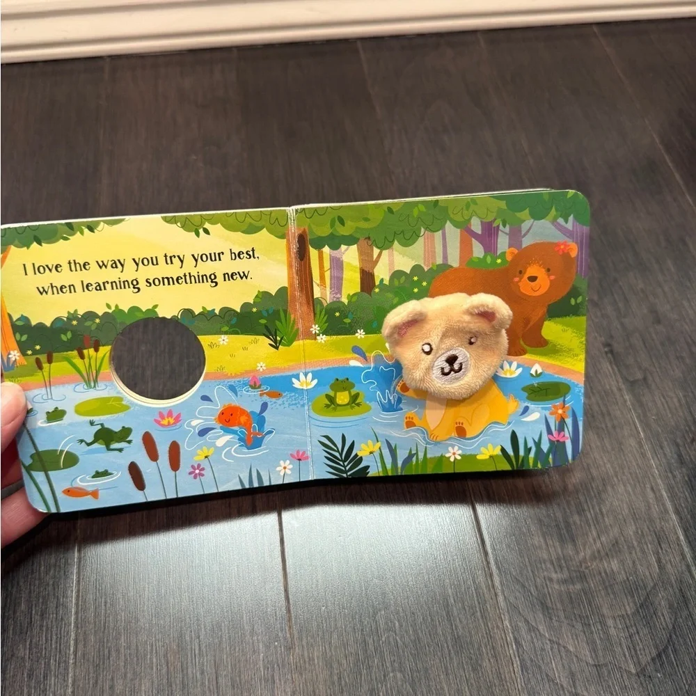 I Love You Everyday Bear Finger Puppet Small Board Book Kids Toddler Baby